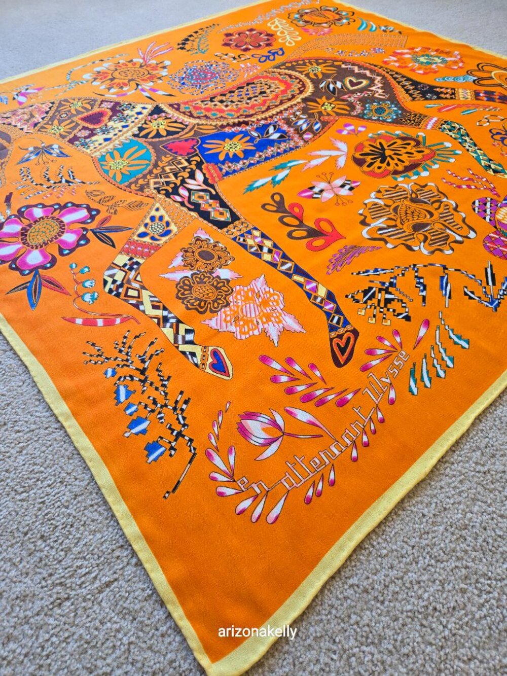 HUGE Cashmere & Silk Scarf Stole Hand-Rolled Hem Vibrant Colors Horse Equestrian - Picture 11 of 12